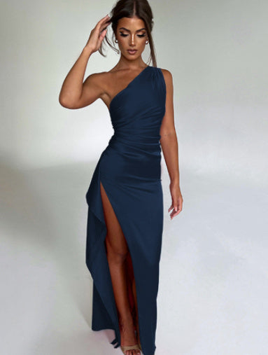 Stacy - One-shoulder Backless Split Dress